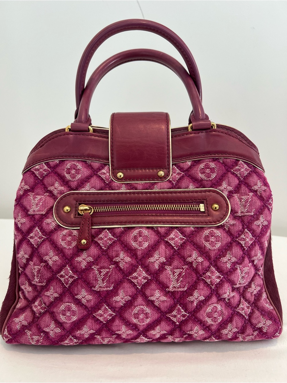 Louis Vuitton Quilted Pink Monogram Satchel with Gold Hardware - Picture 2 of 6